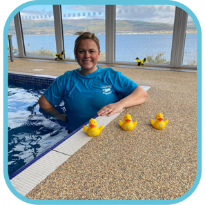 Sarah in the pool at Cloch