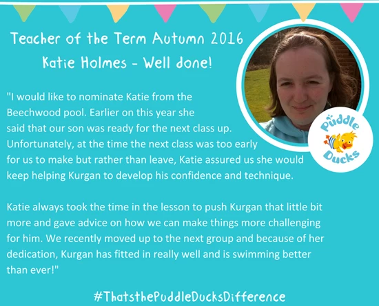 Congratulations to our Teacher of the Term Autumn 2016 Katie