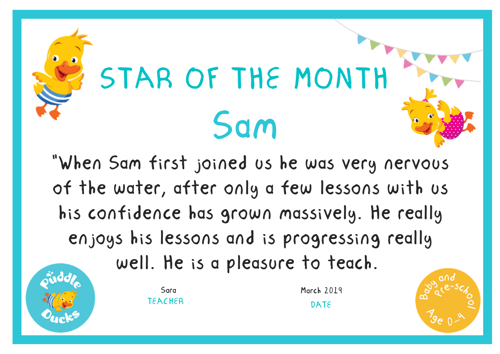 Well Done Sam We Are So Proud Of You Puddle Ducks Well Done Sam We Are So Proud Of You Puddle Ducks